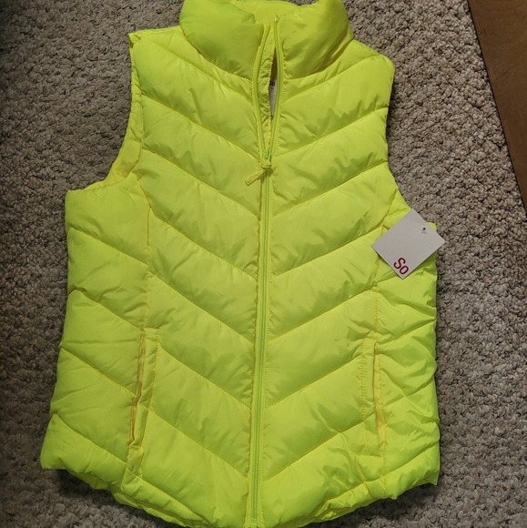 Nwt Neon Yellow Puffer Vest 